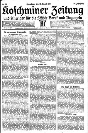 Koschminer Zeitung und Anzeiger für die Städte Borek und Pogorzela on Aug 18, 1917
