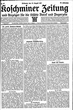 Koschminer Zeitung und Anzeiger für die Städte Borek und Pogorzela vom 22.08.1917