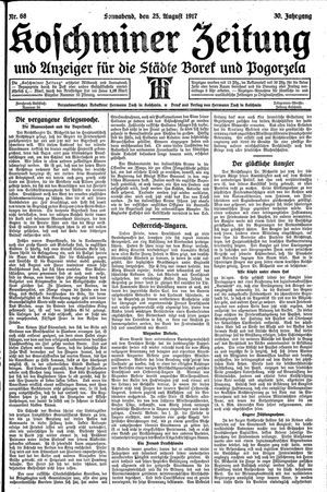 Koschminer Zeitung und Anzeiger für die Städte Borek und Pogorzela vom 25.08.1917