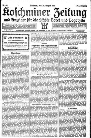 Koschminer Zeitung und Anzeiger für die Städte Borek und Pogorzela on Aug 29, 1917