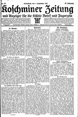 Koschminer Zeitung und Anzeiger für die Städte Borek und Pogorzela on Sep 1, 1917