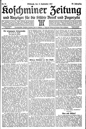 Koschminer Zeitung und Anzeiger für die Städte Borek und Pogorzela vom 05.09.1917