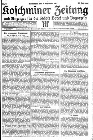Koschminer Zeitung und Anzeiger für die Städte Borek und Pogorzela vom 08.09.1917