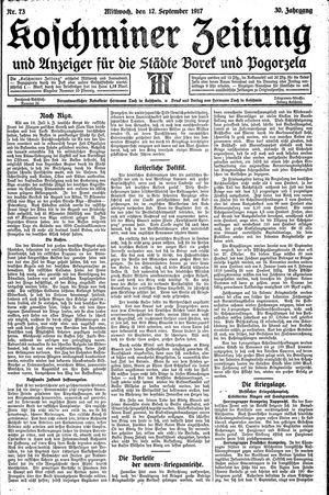 Koschminer Zeitung und Anzeiger für die Städte Borek und Pogorzela vom 12.09.1917