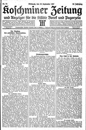 Koschminer Zeitung und Anzeiger für die Städte Borek und Pogorzela vom 19.09.1917