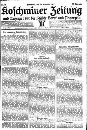 Koschminer Zeitung und Anzeiger für die Städte Borek und Pogorzela vom 29.09.1917