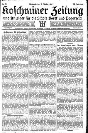 Koschminer Zeitung und Anzeiger für die Städte Borek und Pogorzela vom 03.10.1917
