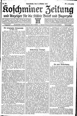 Koschminer Zeitung und Anzeiger für die Städte Borek und Pogorzela vom 06.10.1917