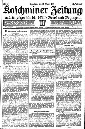 Koschminer Zeitung und Anzeiger für die Städte Borek und Pogorzela vom 13.10.1917