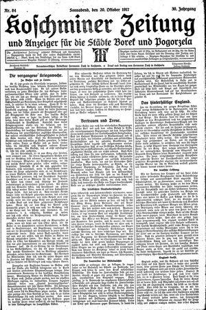 Koschminer Zeitung und Anzeiger für die Städte Borek und Pogorzela vom 20.10.1917