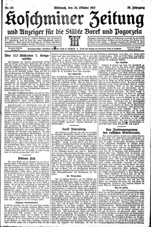 Koschminer Zeitung und Anzeiger für die Städte Borek und Pogorzela vom 24.10.1917