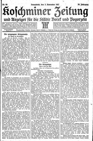Koschminer Zeitung und Anzeiger für die Städte Borek und Pogorzela vom 03.11.1917
