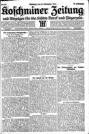 Koschminer Zeitung und Anzeiger für die Städte Borek und Pogorzela vom 21.11.1917