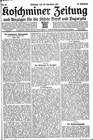 Koschminer Zeitung und Anzeiger für die Städte Borek und Pogorzela vom 28.11.1917