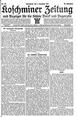 Koschminer Zeitung und Anzeiger für die Städte Borek und Pogorzela vom 01.12.1917