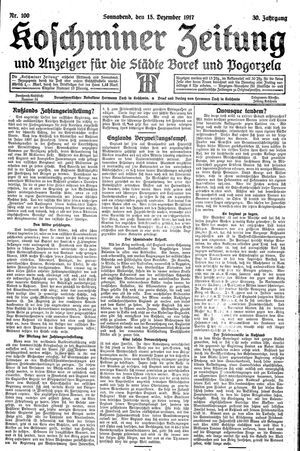 Koschminer Zeitung und Anzeiger für die Städte Borek und Pogorzela vom 15.12.1917
