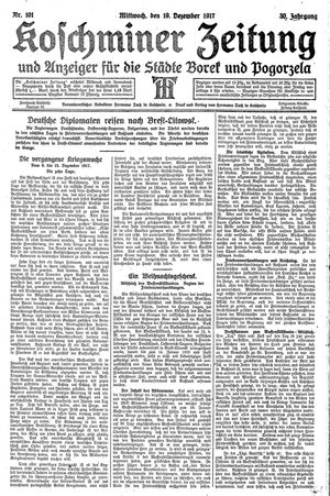 Koschminer Zeitung und Anzeiger für die Städte Borek und Pogorzela vom 19.12.1917