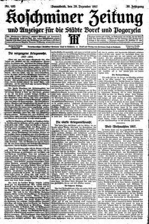 Koschminer Zeitung und Anzeiger für die Städte Borek und Pogorzela vom 29.12.1917