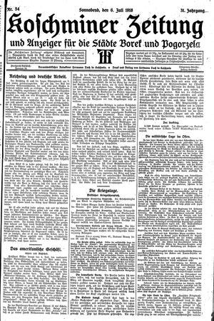 Koschminer Zeitung und Anzeiger für die Städte Borek und Pogorzela vom 06.07.1918