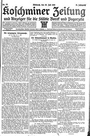 Koschminer Zeitung und Anzeiger für die Städte Borek und Pogorzela on Jul 10, 1918