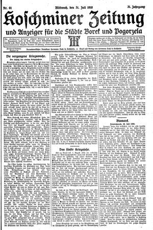 Koschminer Zeitung und Anzeiger für die Städte Borek und Pogorzela vom 31.07.1918