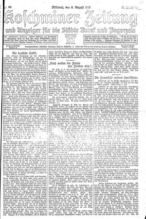 Koschminer Zeitung und Anzeiger für die Städte Borek und Pogorzela vom 06.08.1918