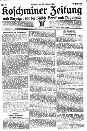Koschminer Zeitung und Anzeiger für die Städte Borek und Pogorzela vom 28.08.1918