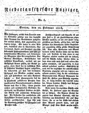 Niederlausitzischer Anzeiger vom 10.02.1816
