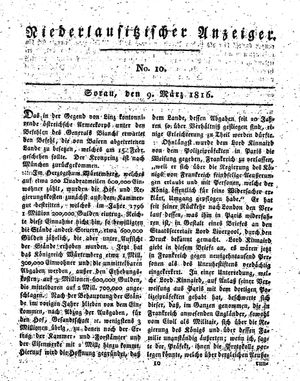 Niederlausitzischer Anzeiger vom 09.03.1816