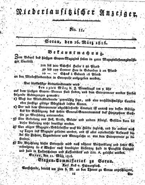 Niederlausitzischer Anzeiger vom 16.03.1816