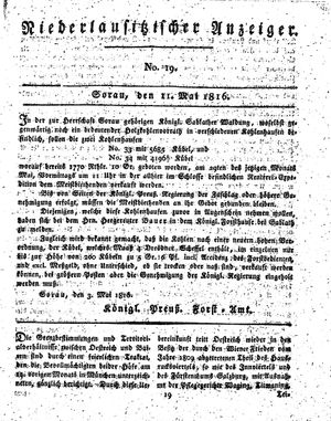 Niederlausitzischer Anzeiger vom 11.05.1816