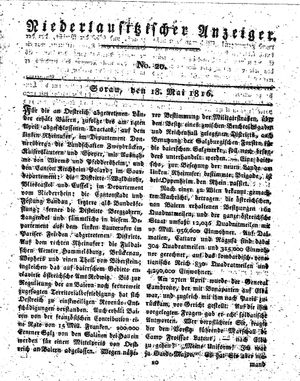 Niederlausitzischer Anzeiger on May 18, 1816