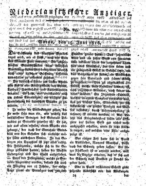 Niederlausitzischer Anzeiger vom 15.06.1816