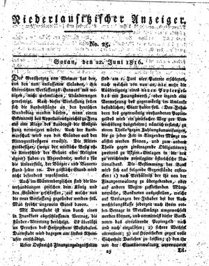Niederlausitzischer Anzeiger vom 22.06.1816