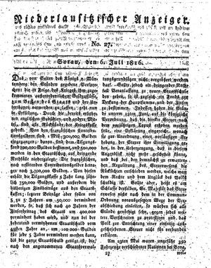 Niederlausitzischer Anzeiger on Jul 6, 1816