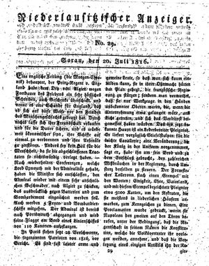 Niederlausitzischer Anzeiger vom 20.07.1816