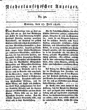 Niederlausitzischer Anzeiger vom 27.07.1816
