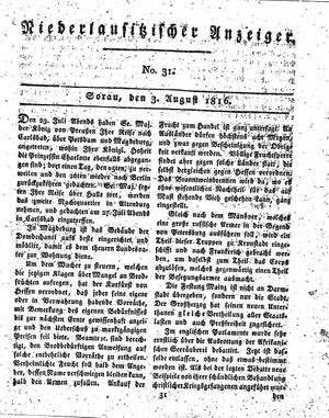 Niederlausitzischer Anzeiger vom 03.08.1816