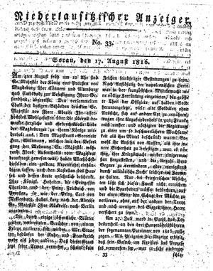 Niederlausitzischer Anzeiger vom 17.08.1816