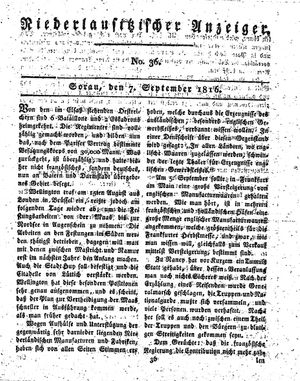 Niederlausitzischer Anzeiger vom 07.09.1816