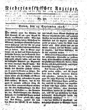 Niederlausitzischer Anzeiger vom 14.09.1816