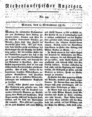 Niederlausitzischer Anzeiger on Nov 2, 1816