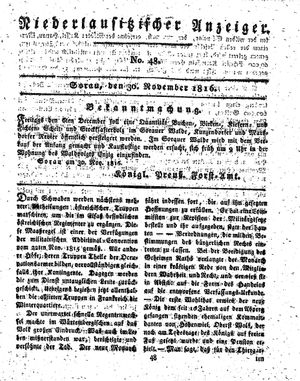 Niederlausitzischer Anzeiger vom 30.11.1816