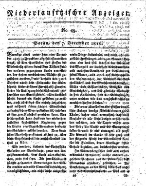 Niederlausitzischer Anzeiger vom 07.12.1816