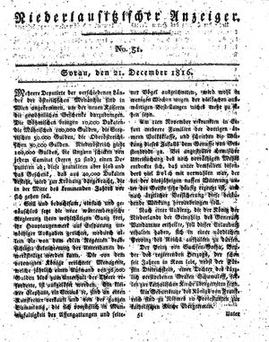 Niederlausitzischer Anzeiger vom 21.12.1816