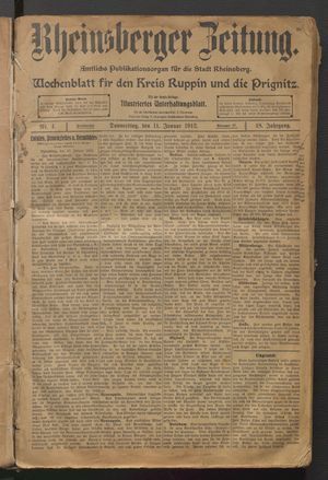 Rheinsberger Zeitung vom 11.01.1912
