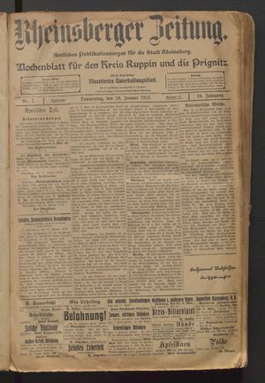 Rheinsberger Zeitung vom 18.01.1912