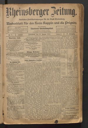 Rheinsberger Zeitung vom 20.01.1912