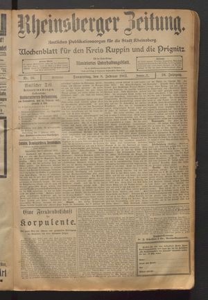Rheinsberger Zeitung vom 08.02.1912
