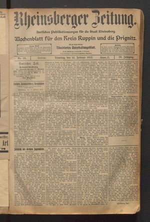 Rheinsberger Zeitung vom 14.02.1912
